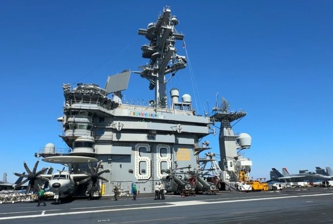 The command tower on the uss nimitz