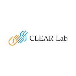 text: CLEAR Lab with logo of hands touching