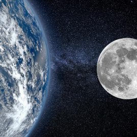 The earth and moon